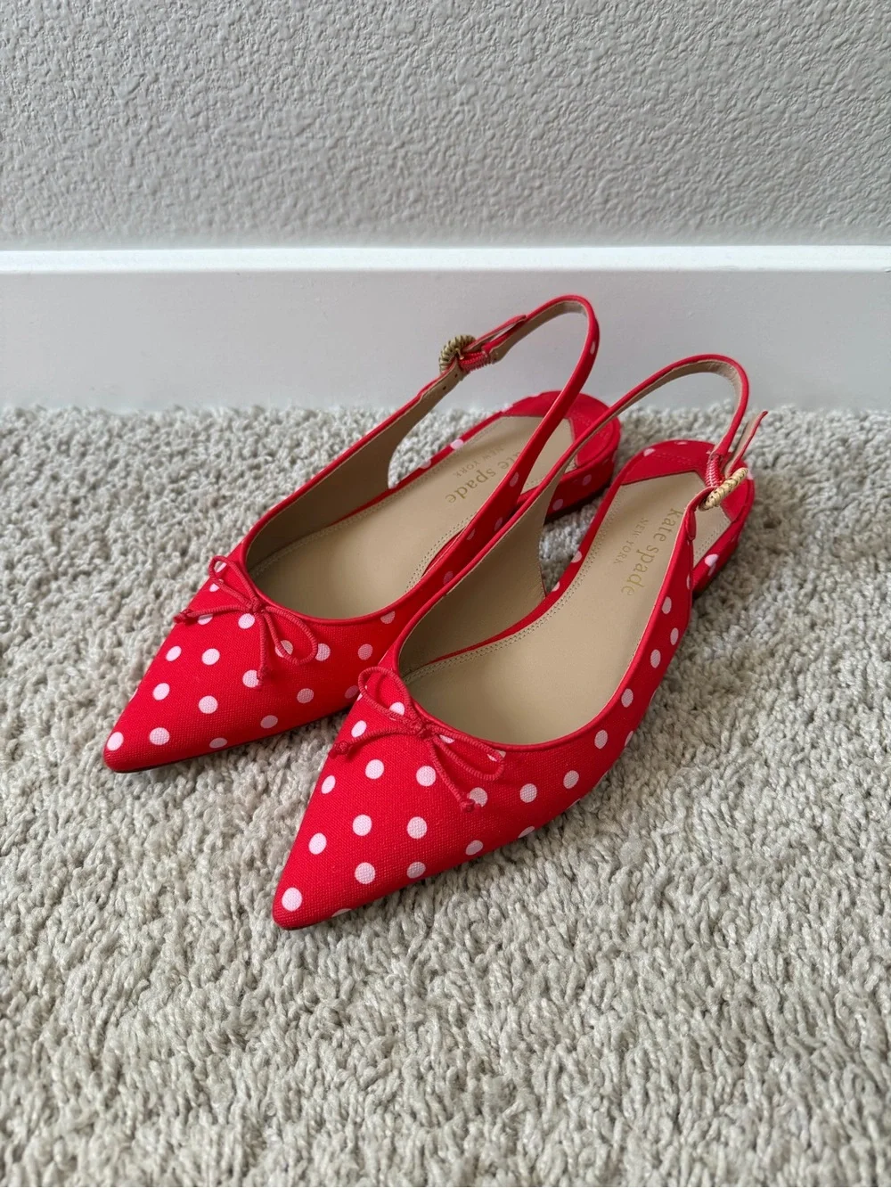 NWOT Kate Spade Red Polka Veronica Flats Size 8 - Picture 7 of 13